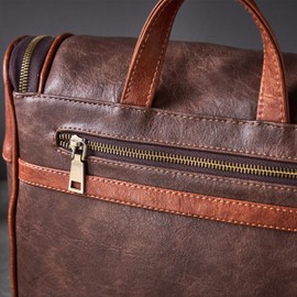 EURYNOME Hanging Toiletry Bag for Women and Men, Large PU Leather Toiletries Organizer, Water-resistant Bathroom Shaving Kit for Cosmetics, Makeup Case