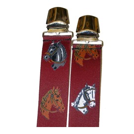 Generisch Reiter Pferd P-007 Braces from Austria Vienna in Horse Design 35 mm Wide in H-Shape with 4 Extra Strong Clips Uni / Rider Horse Red, red