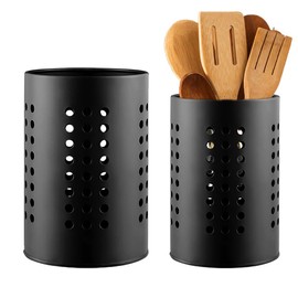 UQTUKO Kitchen Utensil Holder, Set of 2 Cutlery Holders Made of Stainless Steel Cutlery Basket for Organising Kitchen Utensils Storage Vintage Nordic Style Utensils Organiser Kitchen Utensil Set,