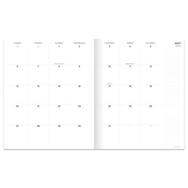 TF Publishing July 2025 - June 2026 Concrete Large Monthly Planner with Thick Paper - 12 Month Academic Planner 2025-2026 with 2-Page Spreads, Large Calendar Grids and Prompts - 9 in x 11 in