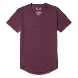 BYLT Mens Drop-Cut V-Neck Men's T Shirt – Plain Tshirts for Men, Drop Cut Casual Tee – Soft Polyester, Cotton, and Spandex Blend – Moisture Wicking, Wrinkle Resistant, Stretch Fit, Maroon, X-Large