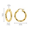 Gold Flash Sterling Silver 3.5mm Twist Design Round Hoop Earrings,