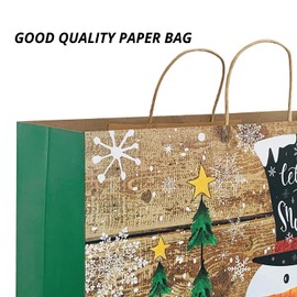 Party Funny 12 Extra large Christmas Gift Paper Bags Bulk with handles and 60 Count Christmas Gift Tags-6 Designs Jumbo oversized sacks set for Wrapping Gaint Xmas Holiday Presents (xmas giftbag2)