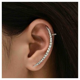 Cimenexe Bohemian Crystal Bar Crawler Earrings Cz Cuff Wrap Earrings Paved Bar Clip Earrings Silver Cartilage Cuff Earrings Minimal Bar Stud Earrings Jewelry for Women and Girls