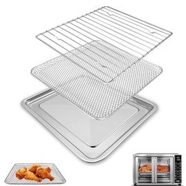 GWYSY Toaster Oven Replacement Parts for Gourmia GTF7655 GTF7530 GTF7460 GTF7465, 3 IN 1 Basket Tray Rack Kit for Gourmia Digital Toaster Oven Air Fryer French Door17 Cooking Presets 1700W 24L