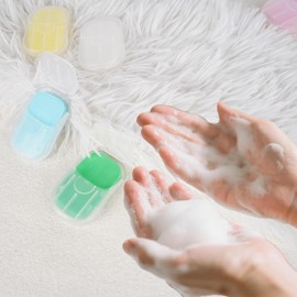 Seifenblätter für Unterwegs 50 Stück Pro Boxen, Einweg Papier Seife, Grüne Seife Seifenblätter, als Reisewaschmittel Outdoor Seife Handseife Klassenfahrt Must Haves, Insgesamt 4 Boxen