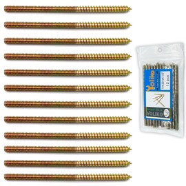 Yoliko 12 Pack 1/4-20 x 4-1/2 Inch Hanger Bolts Double Headed Wood Dowel Self-Tapping Screw for Furniture Double Threaded Rods 114.3mm Length