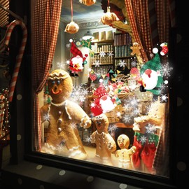 Christmas Decoration Christmas Stickers, Non-Toxic, Environmentally Friendly, Reusable Christmas Stickers, 12 Pieces Snowflakes Christmas Window Stickers for Doors, Shop Windows, Display Cabinets,