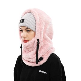 Shy Velvet Balaclava (Unisex) Wind-Resistant Winter Face Mask,Fleece Cold Weather Ski Mask for Men and Women Pink