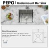 18 Inch Bar Undermount Kitchen Sink - PEPO 18"x18"x9" Undermount