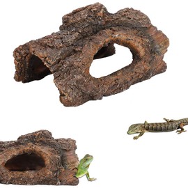 Cuevas Escondidas de Reptiles, Cueva de Cuero de Corteza de árbol de Resina Escondite Escondite para Pequeños Lagartos Tortugas Reptiles Anfibios