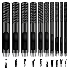 IRISFLY 10pcs Round Steel Leather Craft Hollow Hole Punch 1mm to 10mm for Leather Belt Watch Band Gasket