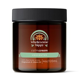 Wholesome Hippy Calm Cream – All Natural Body Butter with Magnesium, Vitamin D3, Shea, Arnica & Turmeric – Vegan Moisturizer for Sensitive Skin & Self-Care – 4oz