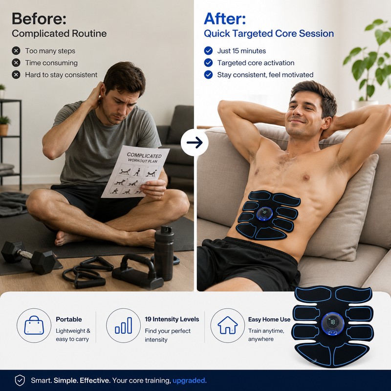 EMS Abdominal Muscle Stimulator for Home Fitness – USB Rechargeable
