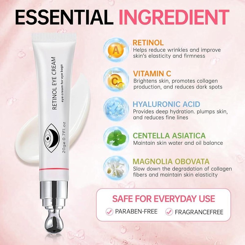 Retinol 아이백의 즉각적인 감소 - 레티놀 크림 다크서클, 눈 밑