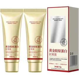 2 Piezas Crema Antiarrugas con Colágeno Dorado, Crema Hidratante Facial Coreana con Colágeno Dorado, Crema Reafirmante Humectante Profunda de Larga Duración, 50g