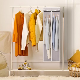 STORAGE MANIAC 2-Pack Hanging Garment Bag Zipper Cover with Sealed Clear Window, Long Garment Cover for Closet Storage Wardrobe Clothes Protector, Large Garment Storage Bag for Dresses,Suits, Grey