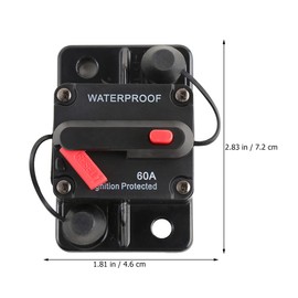 iplusmile 60 Amp Circuit Breaker Manual Reset Inline Fuse Inverter Waterproof 12V- 48V DC Fuse Holder for Motor Car Marine Trolling Boat Manual Power