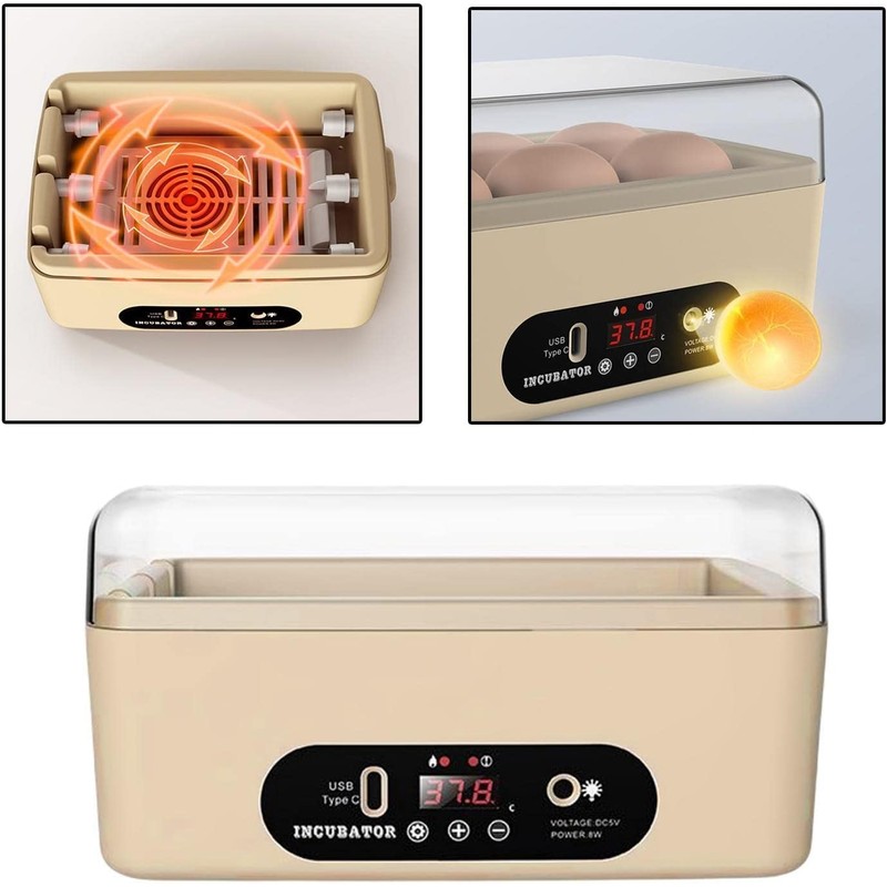 Chicken Egg Incubator, Automatic Egg Hatching Incubator, 4-6 Mini Digital