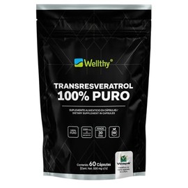 Wellthy Transresveratrol Puro 60 Cápsulas. Resveratrol de alta biodisponibilidad, 1000mg 100% Puro, 100% Natural, VCaps Cápsulas Veganas, Bottle Free.