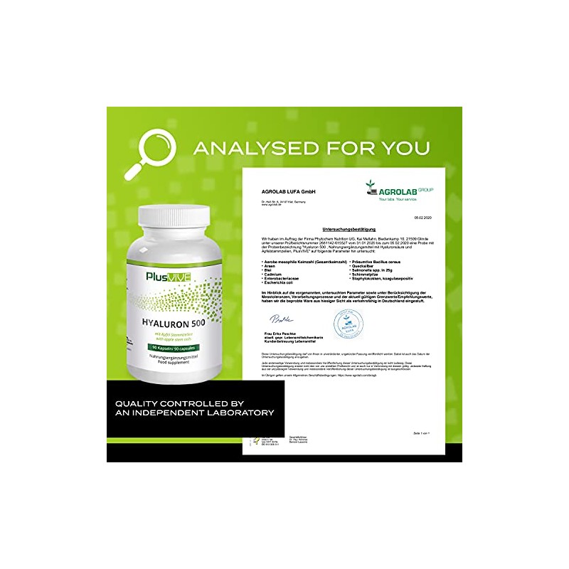 Plusvive Hyaluronic Acid with Apple Stem Cells, (500 mg)