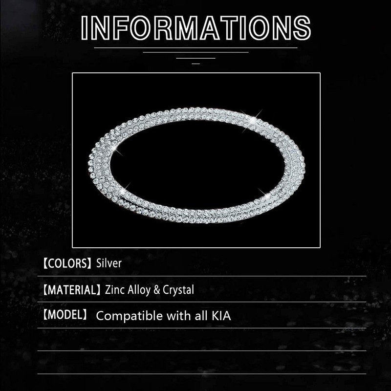 JALII Bling Steering Wheel Logo Caps Compatible with KIA,DIY Diamond