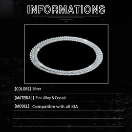 JALII Bling Steering Wheel Logo Caps Compatible with KIA,DIY Diamond Crystal Emblem Accessories Interior Decorations for Women