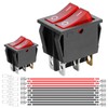 2-Pack Rocker Toggle Switch with Red Light and Wire, ON/Off