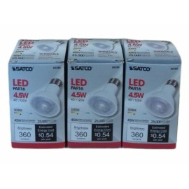 SATCO 3 pack Satco Light Bulbs S9386 LED PAR16 4.5W/45W Replacement 3000k 360 Lumen
