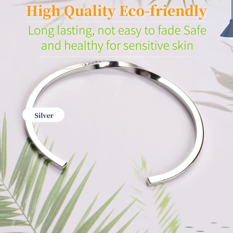 Dorriss Cuff Bracelet for Women Thin Open Silver Adjustable Oval