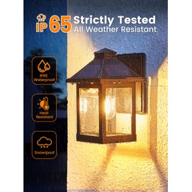 LUHLEE Solar Porch Lights Outdoor,2 Pack Motion Sensor Solar Wall Lights with 3 Lighting Modes,IP65 Waterproof 3000K Wall Sconce for Front Door Garage Shed Barn Patio Decorative