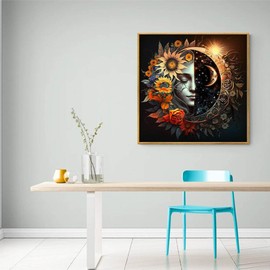 HecticCore 5D Diamond Painting Set for Adults, Sun and Moon Full Drill Diamond Painting DIY Diamond Painting Craft Set for Living Room and Bedroom Wall Decoration (30 x 40 cm)