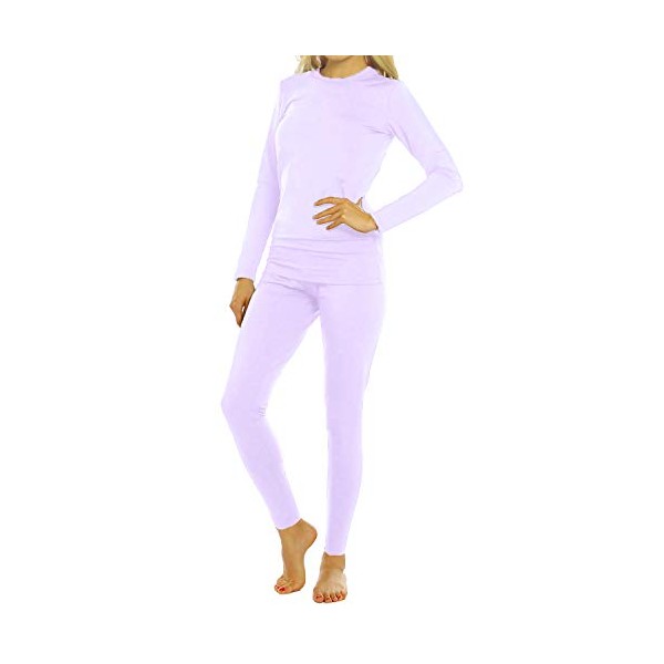 ViCherub Womens Thermal Underwear Set Long Johns Base Layer with Fleece Lined Ultra Soft Top & Bottom Thermals for Women Lavender XX-Large