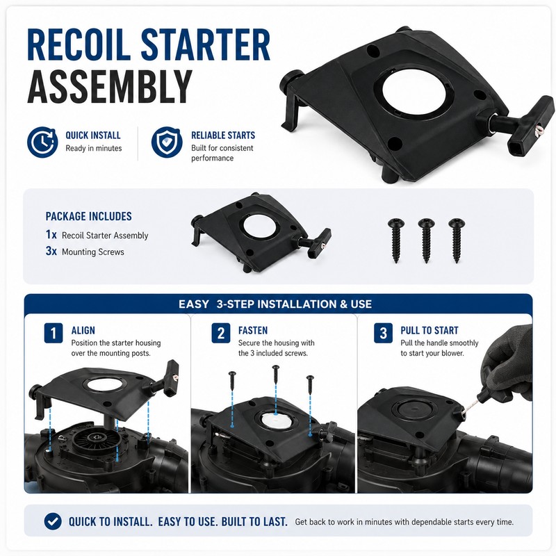 Recoil Starter Assembly for BR800/BR800X Blowers – Pull-Start Replacement with