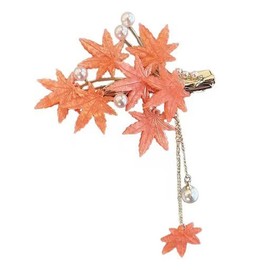 Fall Maple Leaf Hair Clip for Women Tassel Metal Maple Leaf Hair Barrettes Pearl Hair Accessories for Women Thanksgiving Birthday Presents Decorations