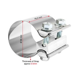 DOCAS 2pcs diameter 56 mm x 76.2 mm length stainless steel exhaust clamp pipe connector stainless steel