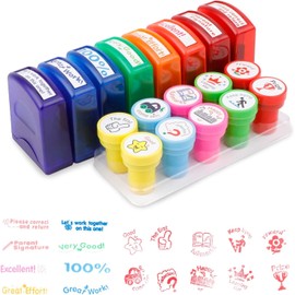 Slzhds Self-Inking Teacher Stamp Set, 18 Pcs Motivational Stamps for Grading & Encouragement, Fun Classroom Stamps for Teachers & Parents, Ideal for Kids Learning & Homework (18 Pcs)