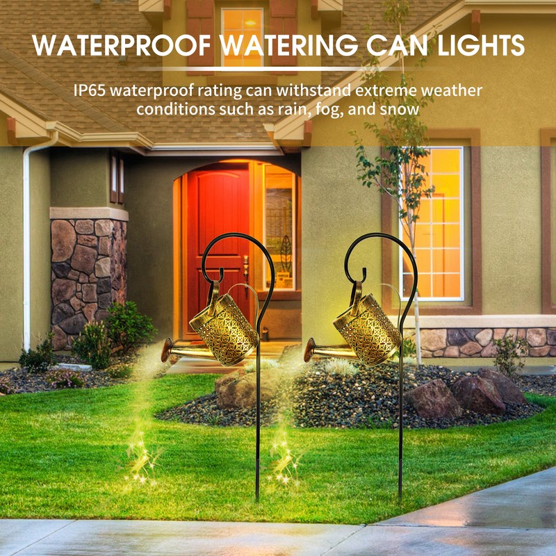 Watering Can Lights Metal Solar Stakes Lights LED Solar Landscape