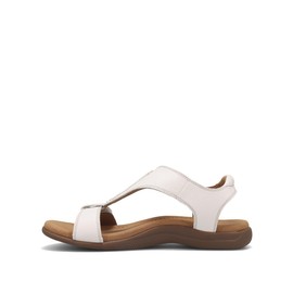 Taos The Show Premium Leather Women's Sandal - Experience Everyday Style, Comfort, Arch Support, Cooling Gel Padding and an Adjustable Fit for Exceptional Walking Comfort White 11 (M) US