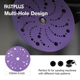 FASTPLUS 150mm Sanding Discs,25PCS Ceramic Orbital Sander Discs,220 Grit Sandpaper Multi-Hole Hook and Loop Sanding Disc,Long Lasting,Durable and Virtually Dust-Free for Random Orbital Sander
