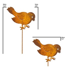 Blümelhuber Garden Stake Rust Birds in Set of 2 - Patina Garden Decoration Stake Bird Figure - Animals as Rusty Metal Decoration for Outdoor Use - 30 cm Large