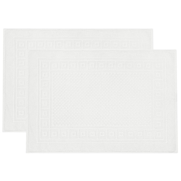 ZOLLNER 2 tappetini da bagno in piquè, 100% cotone, 50x70, bianco