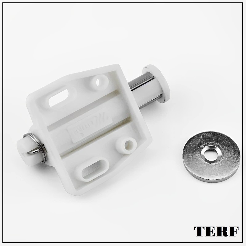 TERF® Push to Open Door Catch White Single Magnetic Pressure
