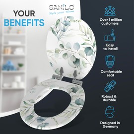 Sanilo Toilet Seat ROUND with Soft Close, Quiet and Slow Close Lid and Seat, Strong Bumpers and Hinges, Eucalyptus