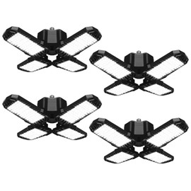 4 Pack LED Garage Light, 150W 15000LM 6500K LED Shop Lights, Garage Lights Ceiling Led with 4 Deformable Panels, Screw in E26/E27 Bulb Socket for Warehouse, Basement, Attic, Barn, High Bay Lighting