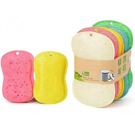 Lumbor37 Fibras para Trastes 5 PCS, Estropajo de Cocina, Esponja de Doble Cara para Platos, Adecuado para Llimpiar Platos y Ollas