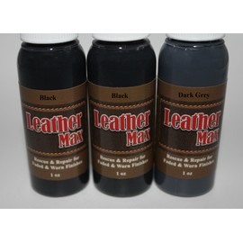 Furniture Leather Max Complete Leather Refinish and Repair Kit/Now with 3 Color Shades to Blend with/Leather & Vinyl Restorer Deep Bold Blacks