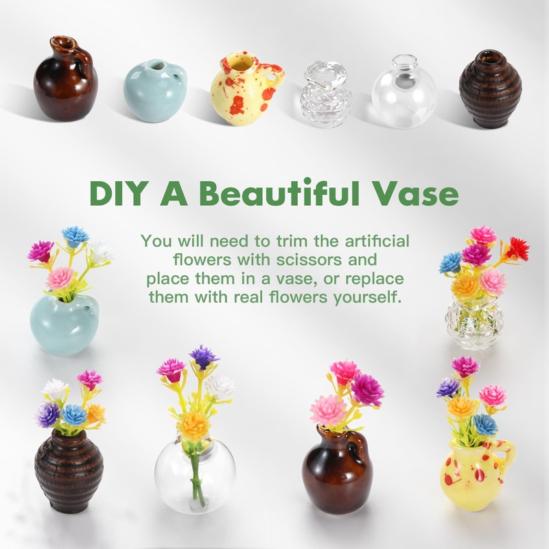 GOOZADA 6 Pack Mini Ceramic Vase Magnets, Glass Magnet Vases