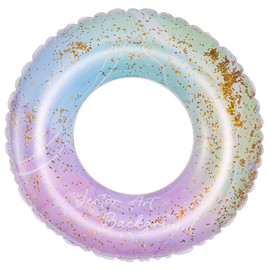 浮き輪 フロート 水遊び プール うきわ 丸型 おしゃれ 可愛い 夏休み 旅行 プール ビーチ 海水浴 (パープルと青（キラキラ）, 70)