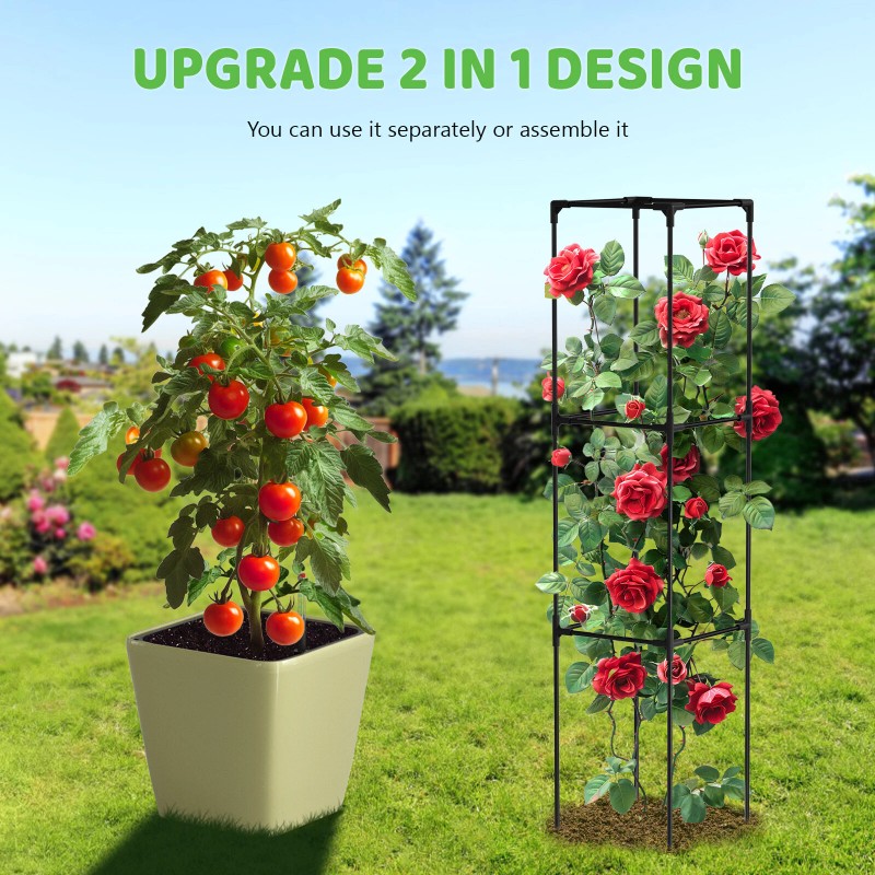 Docred Tomato Planter Boxes with Trellis Wheel 63" Self-Watering Tomato